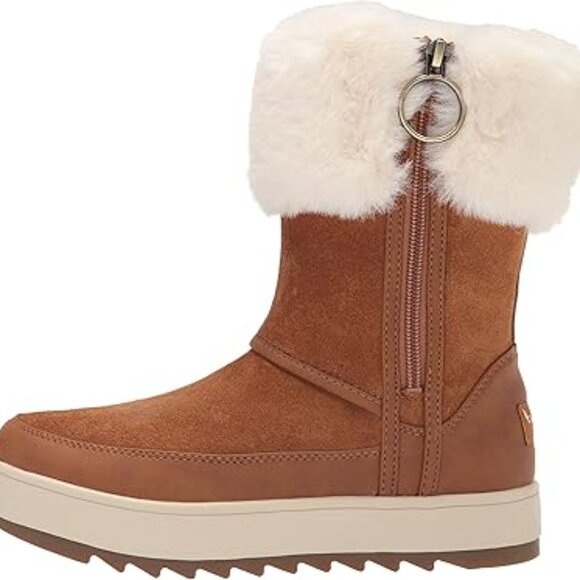 new KOOLABURRA BY UGG Tynlee Cozy Waterproof Suede Boots Chestnut 563tn - Picture 4 of 4